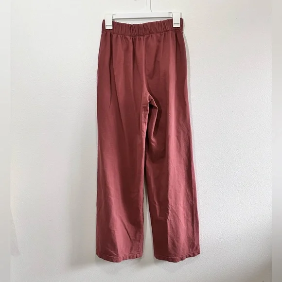 Aerie XS Wide Leg Lounge Pants 100% Cotton Muted Burgundy Soft Cozy Pull-On - Picture 3 of 9